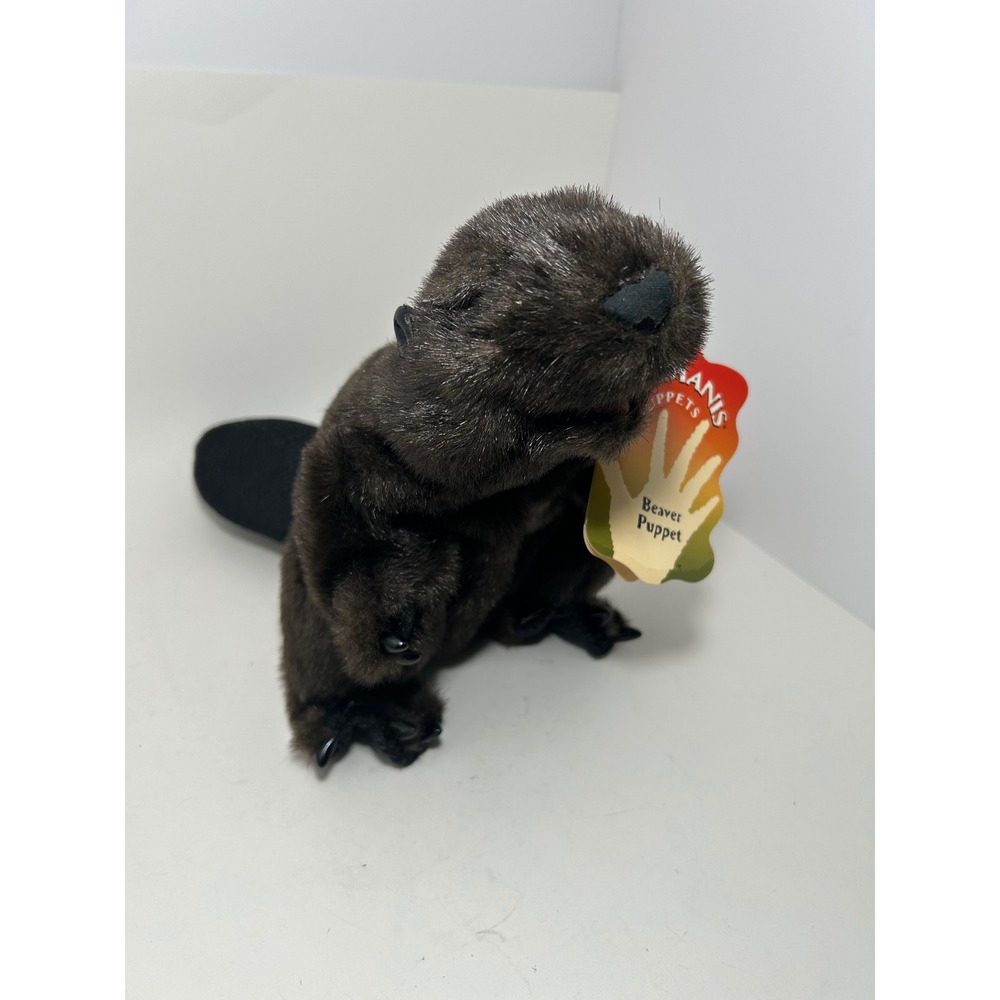 Folkmanis Beaver Hand Puppet Realistic Brown Plush Woodland Animal Toy with Tags